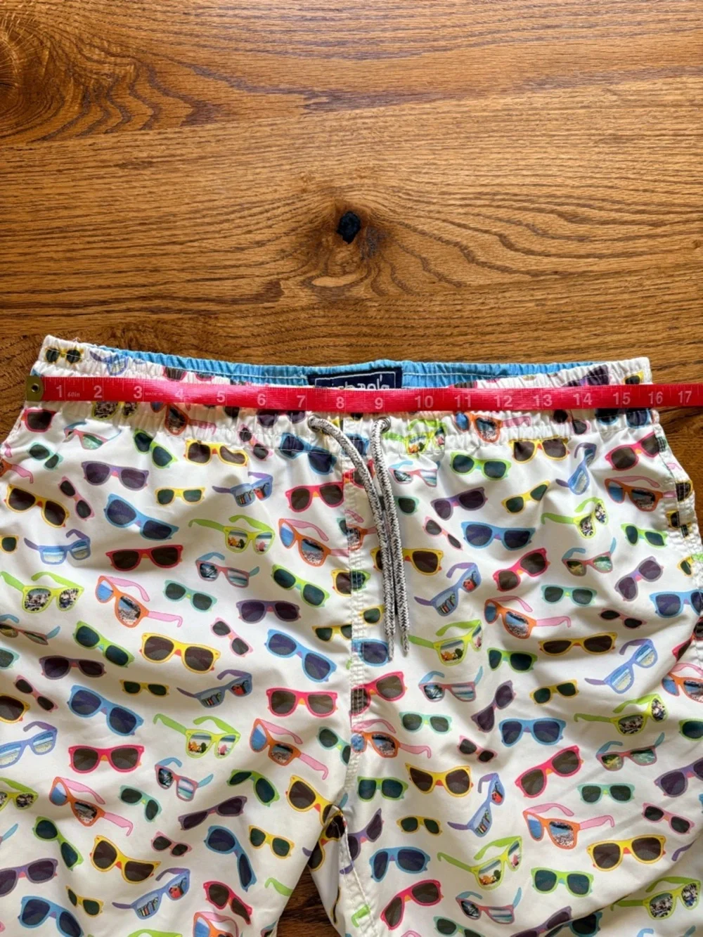 Michaels Men’s Medium White Swim Trunks with Multicolor Sunglasses Print